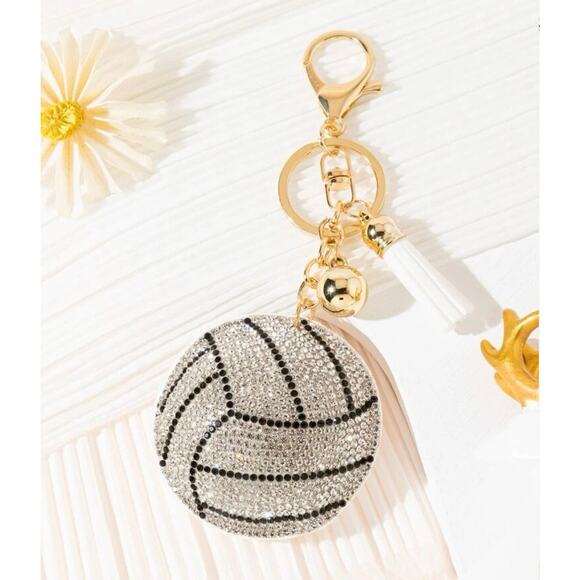 Volleyball Crystal Keyring with tassel - Picture 1 of 1